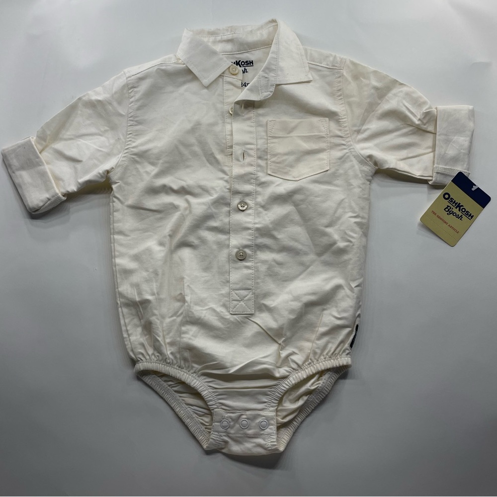 OshKosh B'Gosh Size 24M Button-Front Bodysuit in Cream/Beige